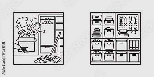 Home Organization and Decluttering Services Illustration Set