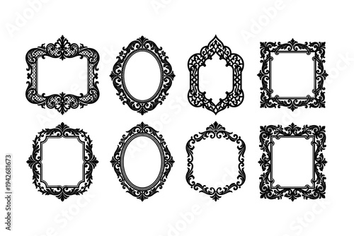 Set of ornate black vintage frame designs for elegant decor