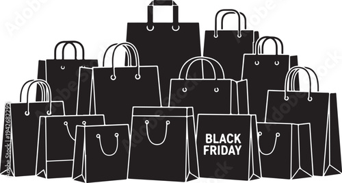Black Friday shopping bags illustration with sale concept
