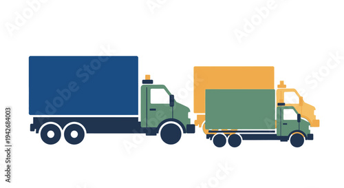 A dynamic fleet of varied transport trucks, illustrating the robust infrastructure of modern logistics and delivery systems