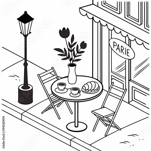 Vector illustration of a chair and table set for interior and office design