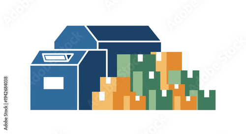 Warehouse storage and logistics icons