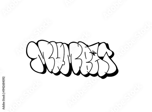 Canvas Print textured graffiti throw up bubble style letter MUMBAI city name isolated design