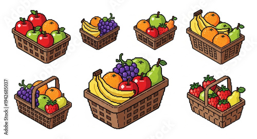 Fruit Baskets with Various Fruits.