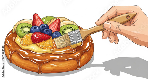 Fruit Tarts with Knife and Hand.