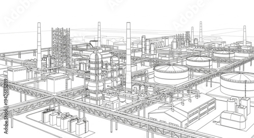Futuristic Cityscape Sketch High Rise Buildings.