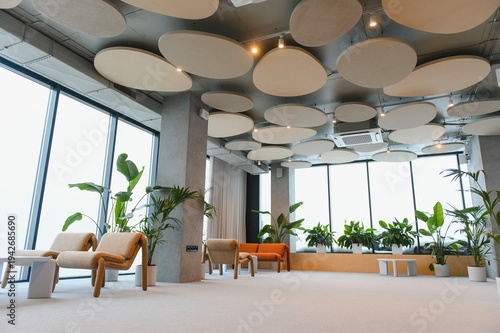 фотографія Modern office lounge interior with contemporary design elements