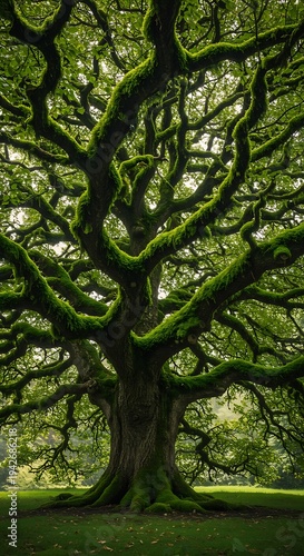 Moss-Draped Majesty: An Ancient Oak's Embrace