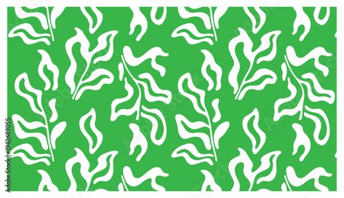 Intricate green leafy patterns forming a seamless botanical design on a background