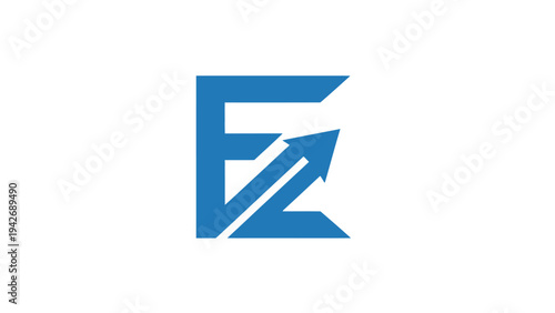 Blue E and Z letters with upward arrow logo.
