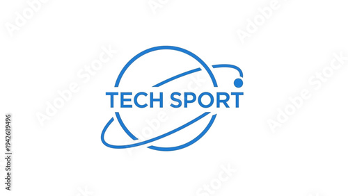 Blue Tech Sport Orbit Logo With Globe.