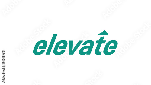 Elevate logo in green with an upward arrow on the letter a symbolizing growth and progress.