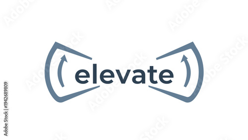 Elevate text logo with upward arrows in a stylized bow shape.