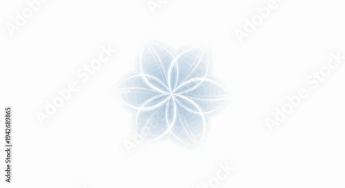 A light blue, ethereal flower unfolds with delicate, glowing petals
