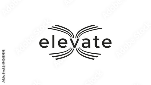 Elevate wordmark with abstract wings or book design.