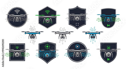 Drone Technology Emblems - Modern Aerial Surveillance and Innovation.