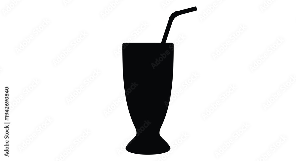 Obraz premium A dark silhouette of a drink with a straw simple design silhouette