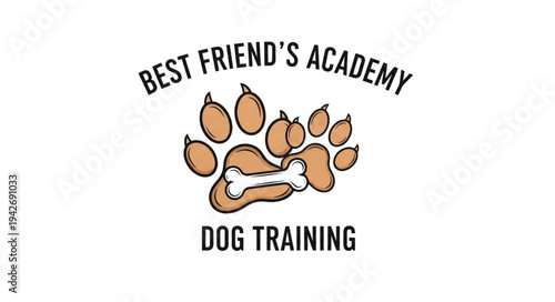 Best Friends Academy Dog Training Logo Featuring a Paw Print and Bone.