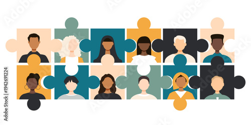 Different people in puzzles.