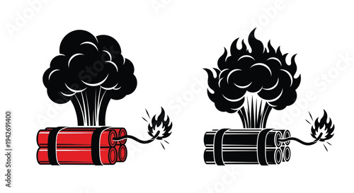 Dynamite sticks with burning fuses depicted as a dramatic silhouette