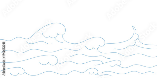 Great oriental blue water ocean vector illustration.Japan wave.Line art vector sea wave. Japanese sea wave background vector. Wallpaper design with blue and white ocean wave pattern backdrop. Modern l