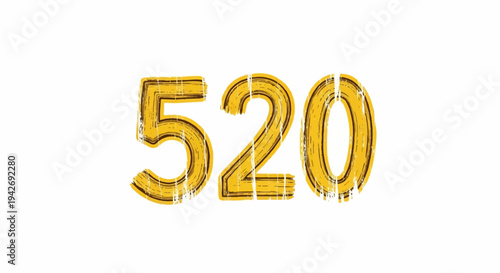 A distressed yellow number 520 with textured brush strokes