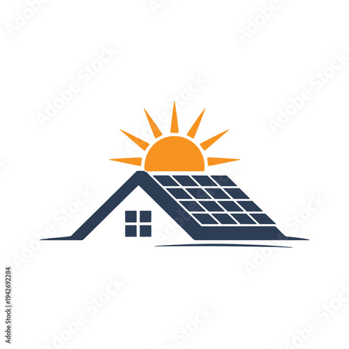 A house with solar panels harnessing energy from a rising sun