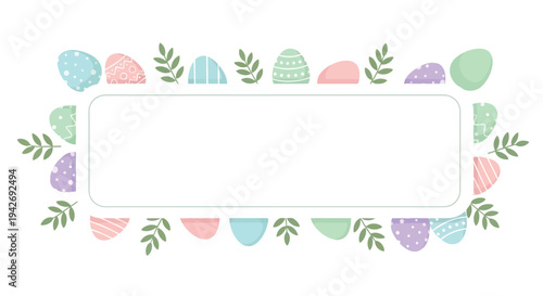 Pastel colored easter egg frame vector graphic illustration design with space for text