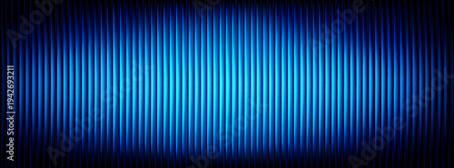 Glossy glass fractal surface with vibrant green and blue gradient stripes, abstract vector background. Prismatic neon effects, repeated vertical lines pattern, geometric ribbed texture banner