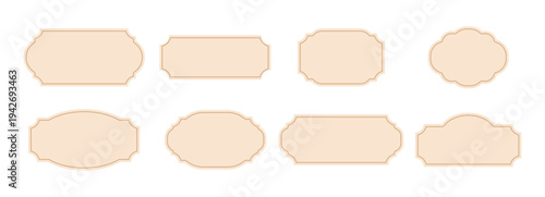 Vintage label set, elegant art deco frame, banner. Classic tags for handmade branding and rustic packaging. Sale sticker, certificate retro emblem 