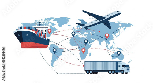Global Logistics Shipping Transportation Network.