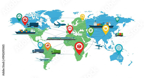 Global Logistics and Transportation Network Map.