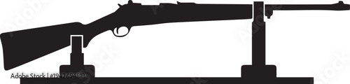 Rifle vector silhouette illustration on stand for weapon and hunting symbol