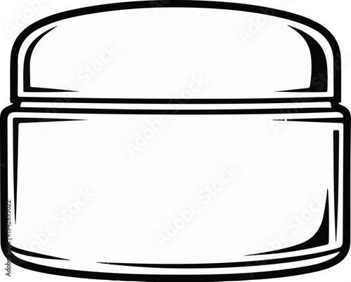 A simple black and white illustration of a cylindrical jar with a rounded lid