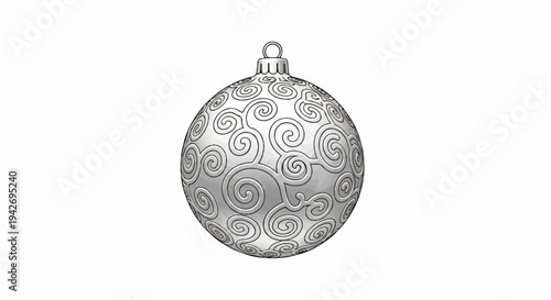 A metallic Christmas ornament with embossed spiral patterns and a decorative cap