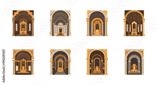 Elegant architectural classical altar designs in rich color scheme