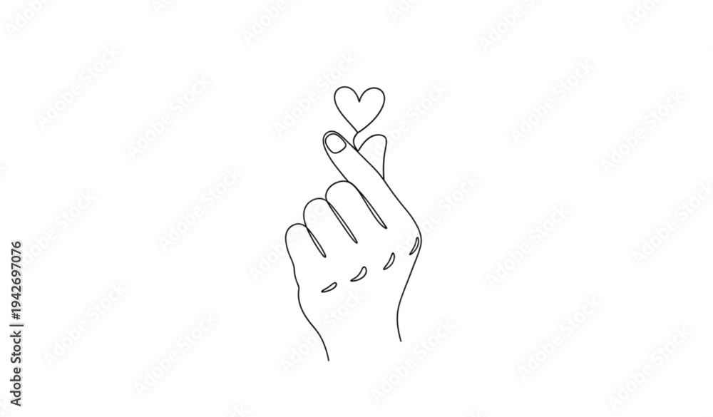 Obraz premium A minimalist line art illustration of a hand holding a heart