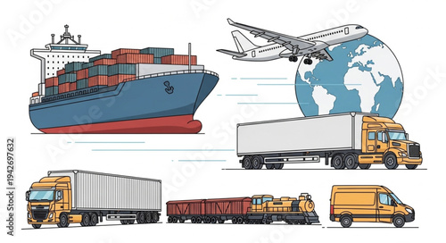 Global Logistics Transportation Modes Displayed.
