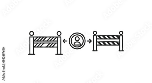 Person Between Two Barrier Fences Icon.