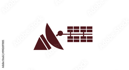 Satellite Dish and Solar Panel Technology Icon.