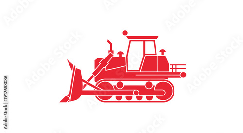 Red bulldozer illustration on a white background.