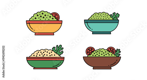 Tabouleh Bowl Line art vector bold abstract gradient color illustration