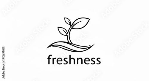 A simple line art logo depicting a sprouting plant emerging from stylized ground