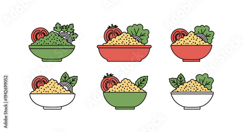 Tabouleh Line art vector set abstract color harmony illustration