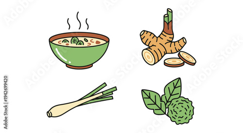 Tom Kha Gai Line art vector creative soft abstract color