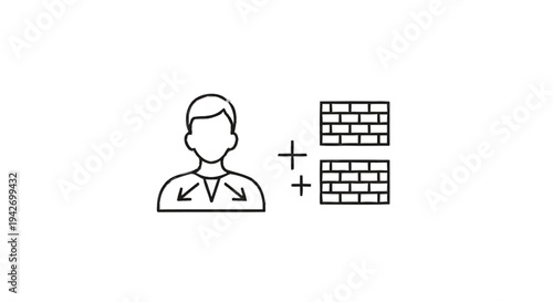 Person with Firewall Protection and Security Concept.
