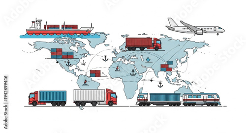 Global Logistics Transportation Map Illustration.