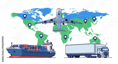 Global Logistics Transportation Map Illustration.