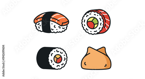 Sushi Platter Line art vector soft elegant abstract artwork illustration
