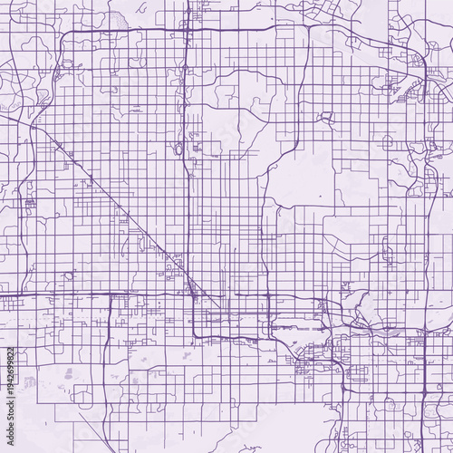Phoenix City Map Sophisticated Geometric Urban Topography Featuring Meticulous Linework and Balanced Composition in a Timeless Minimalist Soft Lavender Blueprint Aesthetic for Large Walls.